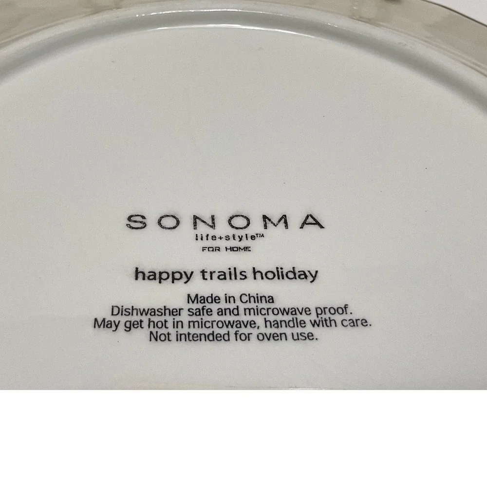 Sonoma‎ Happy Trails Holiday Cowboy Snowman Dinner Plates Set of 3 Western 8.5
